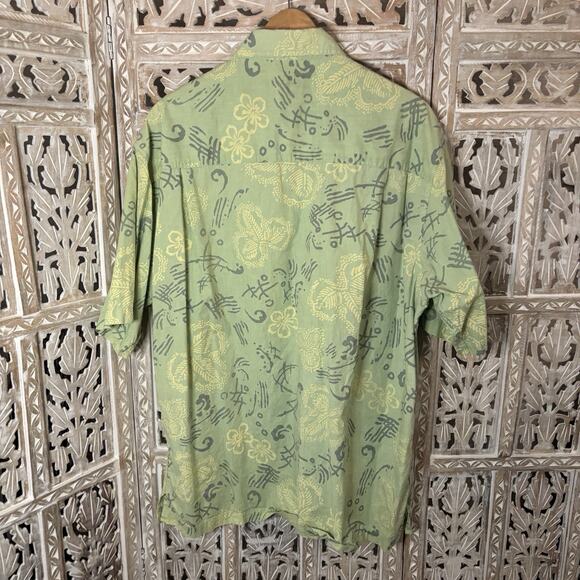 BASIC OPTIONS men's XL button front collared Pocket shirt Short Sleeve AOP 90s - Picture 6 of 8